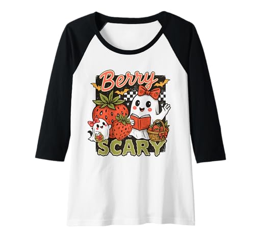 Damen Kawaii Retro Beere Gruselige Geister Erdbeeren Halloween Mädchen Raglan Damen Kawaii Retro Beere Gruselige Geister Erdbeeren Halloween Mädchen Raglan von Kawaii Retro Halloween Ghost Costume Shirts