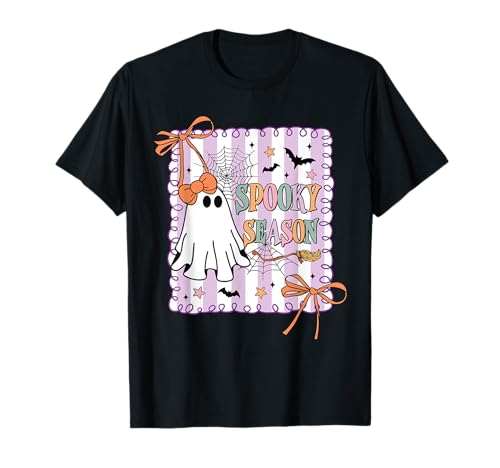 Gruselige Jahreszeit Niedliche Geisterschleife Halloween Fledermäuse Webs Sterne Frauen T-Shirt Gruselige Jahreszeit Niedliche Geisterschleife Halloween Fledermäuse Webs Sterne Frauen T-Shirt von Kawaii Retro Halloween Ghost Costume Shirts