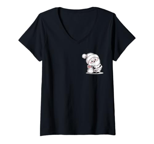 Damen Kawaii Weihnachten T-Shirt mit V-Ausschnitt Damen Kawaii Weihnachten T-Shirt mit V-Ausschnitt von Kawaii Santa Pastel Anime Vibes