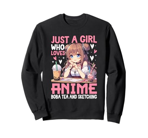 Anime Boba Tea Sketch Girl Kawaii Künstler Design Sweatshirt Anime Boba Tea Sketch Girl Kawaii Künstler Design Sweatshirt von Kawaii Sketch Life Apparel