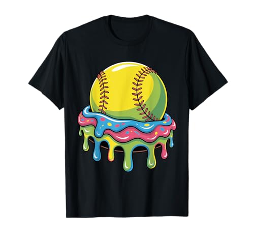 Softball Drip Ice Cream Style for Girls Women Sports Fun T-Shirt Softball Drip Ice Cream Style for Girls Women Sports Fun T-Shirt von Kawaii Softball Drip Candy Art Summer Sport Style