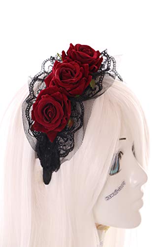 C-41-1 Haarreif mit Rosen Spitze rot Vampir Kopfschmuck Gothic Lolita von Kawaii-Story
