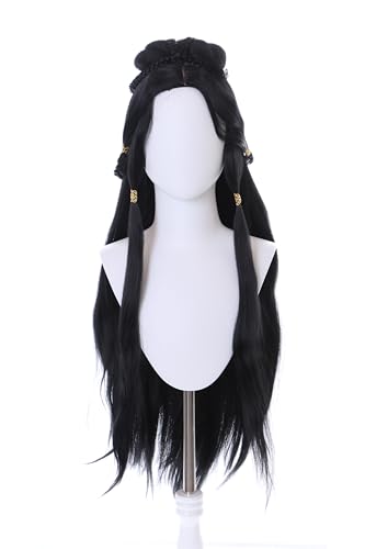 HW-004 Schwarz lang Haar glatt 90cm Hanfu China Tradition Damen Frisur Cosplay Perücke Wig Anime Manga von Kawaii-Story