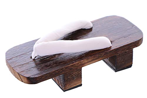 K-G-21-6 Weiß Braun Holz Japan Geta Damen doppel Absatz Sandale Tabi Kimono Geisha Kendo Samurai (Numeric_40) von Kawaii-Story