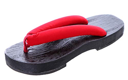 K-G-50-9 Rot Schwarz Holz Japan Geta Damen Sandale Tabi Kimono Geisha Kendo Zehentrenner (Numeric_39) von Kawaii-Story