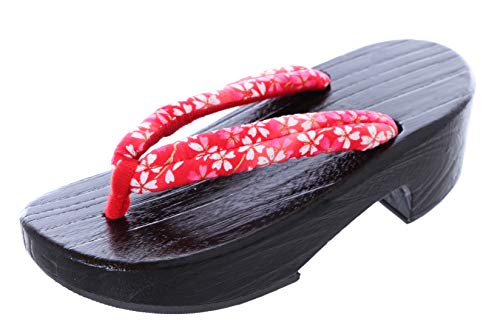 Kawaii-Story K-G-61-2 Rot Sakura Blumen Holz schwarz Original Japan Geta Sandale Tabi Kimono Geisha Zehentrenner (numeric_38) von Kawaii-Story