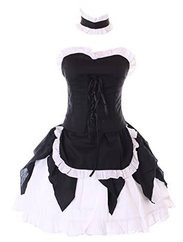 Kawaii-Story JL-703 Schwarz Maid Zimmermädchen Zofe 3-Teile Korsage Kleid Gothic Lolita Cosplay Kostüm (L) von Kawaii-Story