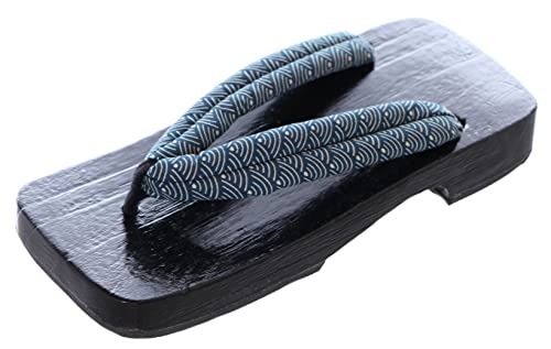 Kawaii-Story K-G-12-2 Schwarz Türkis gemustert Japan Geta Holz Zehentrenner Sandale Kimono Yukata Samurai (numeric_40) von Kawaii-Story