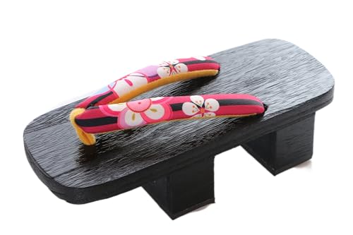 Kawaii-Story K-G-25-12 Bunt Blumen Schwarz Holz Japan Geta doppel Absatz Sandale mit Tabi Socken, Kimono Geisha Schuhe Zehentrenner (EU Schuhgrößensystem, Erwachsene, Damen, Numerisch, Breit, 40) von Kawaii-Story