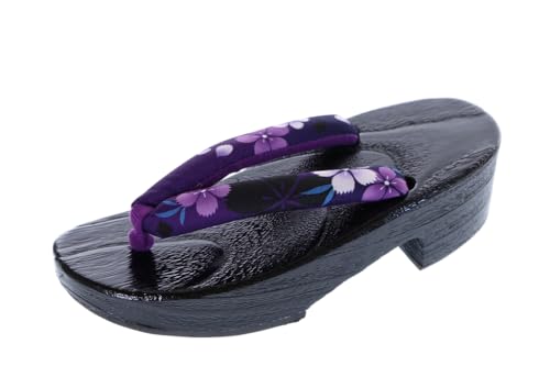 Kawaii-Story K-G-61-10 Lila Pink Sakura Blumen Holz schwarz Original Japan Geta Sandale Tabi Kimono Geisha Zehentrenner (K-G-61-10 40, EU Schuhgrößensystem, Erwachsene, Damen, Numerisch, M, 40) von Kawaii-Story