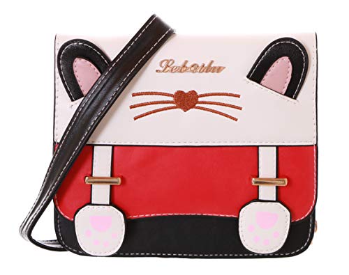Kawaii-Story LB-176 Rot Weiß Katzen-Ohren Pfoten Cat Mini Schulter Tasche Lolita Pastel Goth von Kawaii-Story