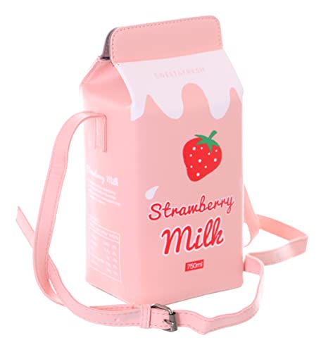 Kawaii-Story LB-6075-1 Rosa Strawberry Milk Milchpackung Form 25cm Schulter Tasche Damen Pu von Kawaii-Story