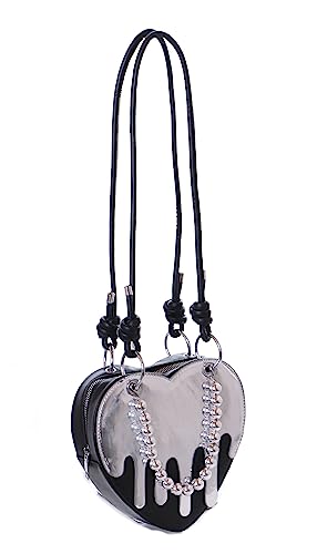 Kawaii-Story LB-6094-2 Schwarz Silber Metallic Sirup Herz Perlenriemen Goth Party Damen Tasche 21x20x7cm Pu Kawaii-Story LB-6094-2 Schwarz Silber Metallic Sirup Herz Perlenriemen Goth Party Damen Tasche 21x20x7cm Pu von Kawaii-Story