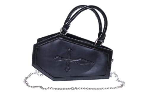 Kawaii-Story LB-6120-2 Sarg Form schwarz Kreuz Punk Halloween Gothik Goth Party Feier Damen Tasche 24,5x15x6cm Pu von Kawaii-Story