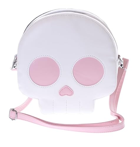 Kawaii-Story LB-6123-1 Weiß Totenkopf Skull Halloween Grusel Gothik Pastel Goth Damen Tasche 22x21x6cm Pu von Kawaii-Story