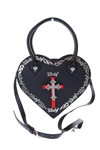 Kawaii-Story LB-6128 Herz Form Kreuz rot Lolita Punk Gothik Pastel Goth Damen Henkel Tasche 24x19x7cm Pu von Kawaii-Story