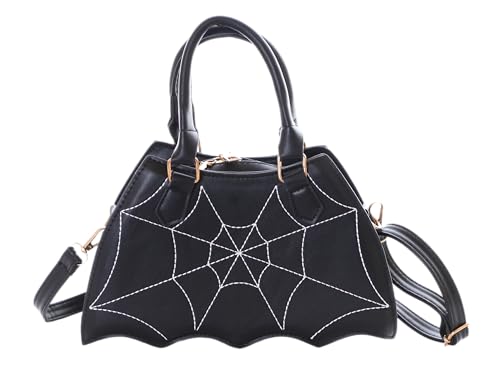 Kawaii-Story LB-6137 Fledermaus Form Spinnenentz bestickt Gothik Punk Damen Tasche Rucksack 25x14x9cm Pu schwarz von Kawaii-Story