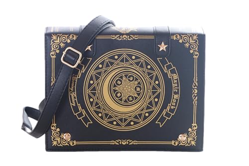 Kawaii-Story LB-6147-3 Magiebuch Zauber Hexe Magic Book Zirkelkreis Stern Lolita Gothik Damen Messenger 2in1 Rucksack Tasche 25,5x20,5x9cm Pu schwarz von Kawaii-Story
