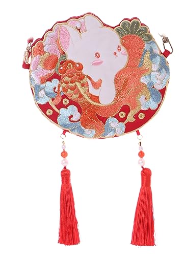 Kawaii-Story LB-7114 Bunt Hase Goldfisch Hanfu Täschchen chinesischer Geldbeutel bestickt Damen Tasche mini 15,5x13,5cm von Kawaii-Story