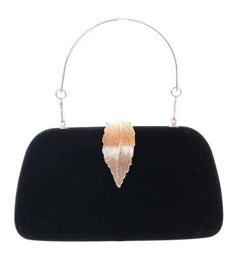 Kawaii-Story LB-8000 Elegant schlicht Abendtasche Clutch Samt schwarz kleine Damen Tasche 20x10x4cm Hartschale von Kawaii-Story