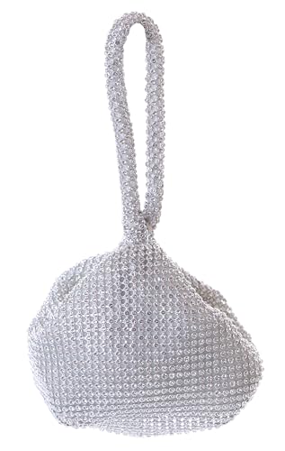 Kawaii-Story LB-8006-2 Silber Stoff Strass Strasssteine Abendtasche Clutch Beutel Damen Tasche 16x14x7cm von Kawaii-Story