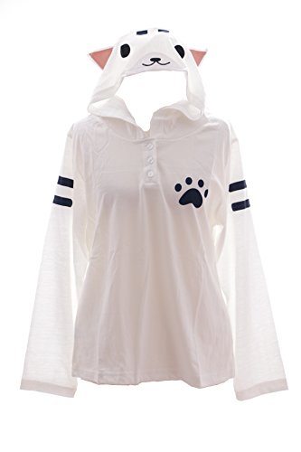 Kawaii-Story TP-118 Katze Cat mit Tiger Streifen am Rücken weiß Kapuzen Langarm-Shirt Sweet Pastel Goth Lolita Harajuku Japan von Kawaii-Story