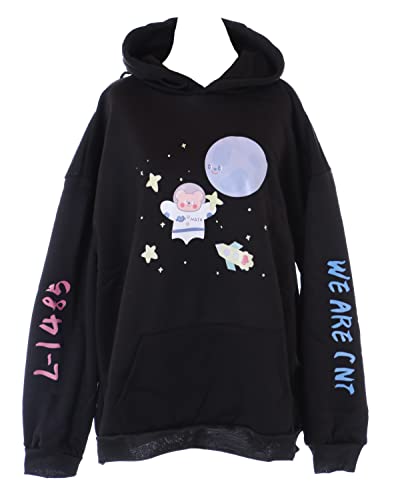 Kawaii-Story TS-352 Schwarz Zeichenfigur Grafik Hoodie Sweatshirt Pullover Pastel Goth von Kawaii-Story