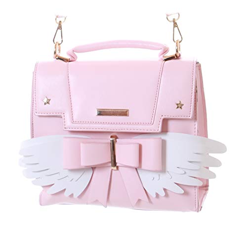LB-163 Flügeln Schleife Stern Rosa Damen Kunstleder Schulter Tasche Pastel Kawaii LB-163 Flügeln Schleife Stern Rosa Damen Kunstleder Schulter Tasche Pastel Kawaii von Kawaii-Story