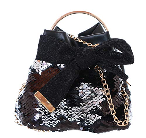 LB-179 Schwarz Silber Wende Pailletten Glitzer Beutel Henkel Trage Mini Tasche LB-179 Schwarz Silber Wende Pailletten Glitzer Beutel Henkel Trage Mini Tasche von Kawaii-Story