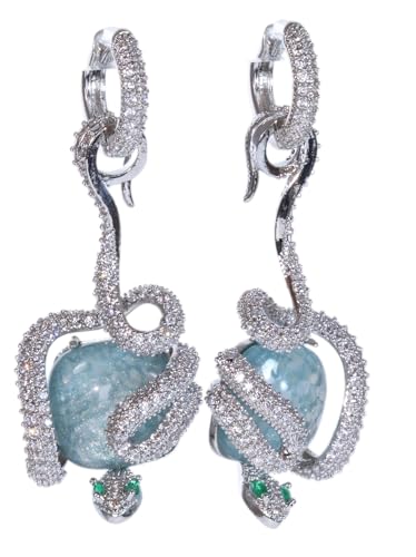 MS-403 Schlange silber blau, Glamouröse Ohrringe mit Strass Kristallsteine, Modeschmuck MS-403 Schlange silber blau, Glamouröse Ohrringe mit Strass Kristallsteine, Modeschmuck von Kawaii-Story