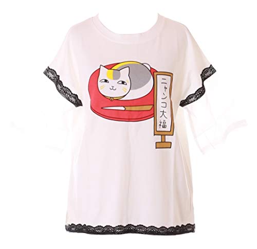 TP-161 Weiß Japan Fortune Glücks-Katze durchsichtige Ärmeln T-Shirt Pastel Goth Lolita Kawaii von Kawaii-Story