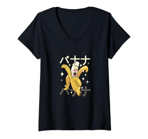 Damen Kawaii Happy Banana - Japanisches Essen Anime Stil T-Shirt mit V-Ausschnitt Damen Kawaii Happy Banana - Japanisches Essen Anime Stil T-Shirt mit V-Ausschnitt von Kawaii Street Food Co