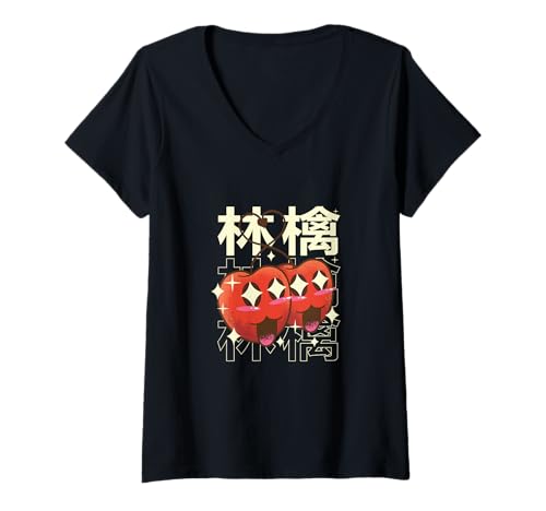 Damen Kawaii Happy Cherries - Japanisches Essen Anime Stil T-Shirt mit V-Ausschnitt Damen Kawaii Happy Cherries - Japanisches Essen Anime Stil T-Shirt mit V-Ausschnitt von Kawaii Street Food Co