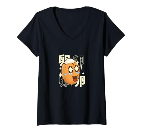 Damen Kawaii Happy Egg - Japanisches Essen Anime Stil T-Shirt mit V-Ausschnitt Damen Kawaii Happy Egg - Japanisches Essen Anime Stil T-Shirt mit V-Ausschnitt von Kawaii Street Food Co