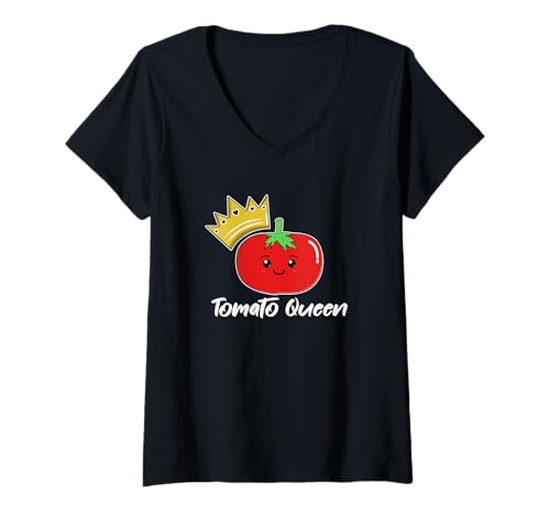 Damen Tomato Queen - Lustige Kawaii-Tomate T-Shirt mit V-Ausschnitt Damen Tomato Queen - Lustige Kawaii-Tomate T-Shirt mit V-Ausschnitt von KawaiiDoodle