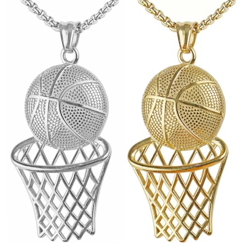 Kawailay 2 Stück Basketball Halskette - Gold und Silber von Kawailay