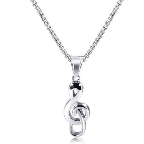 Kawailay Musiknoten Halskette Musical Zeichen Anhänger Kette Rock Punk Hip Hop Kette Rapper Biker Cooles Halskette für Männer Frauen - Silber Kawailay Musiknoten Halskette Musical Zeichen Anhänger Kette Rock Punk Hip Hop Kette Rapper Biker Cooles Halskette für Männer Frauen - Silber von Kawailay