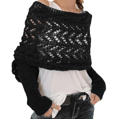 Schal Mit Ärmeln, Damenschal Strickschal, Wickelpullover Für Damen, Multifunktionsschal Mit Ärmeln, Warmer Strickpullover-Schal, Für Mädchen Und Frauen von Kaxenig