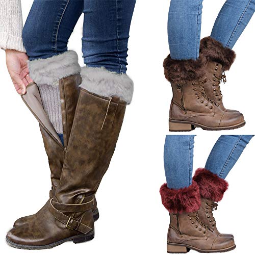 Kaxich 3 Paar Damen Winter Stricken Stulpen Socken Beinlinge Verdicken Legwarmers Warm Stiefelsocken Strickstiefel Beinstulpen Beinwärmer Boot Abdeckung von Kaxich