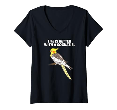 Damen Nymphensittichbesitzer; Life is Better with a Nymphensittich T-Shirt mit V-Ausschnitt Damen Nymphensittichbesitzer; Life is Better with a Nymphensittich T-Shirt mit V-Ausschnitt von Kay's Items for Cockatiel Owners
