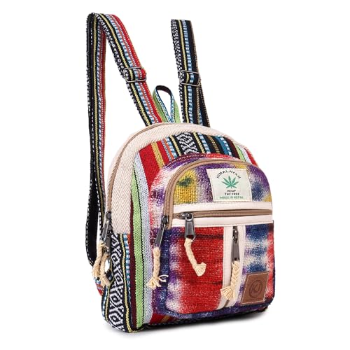 KayJayStyles Batik-Rucksack mit mehreren Taschen, handgefertigt, Himalaya-Hanf, Bohemain, Reisen, Wandern, Geldbörse, Batik, Small, Minipack Daypack Rucksäcke von KayJayStyles