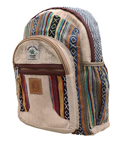 KayJayStyles Handgefertigter Naturhanf Nepal Rucksack Geldbörse für Damen & Mädchen kleiner leichter Tagesrucksack, Daypack 3, 38 von KayJayStyles