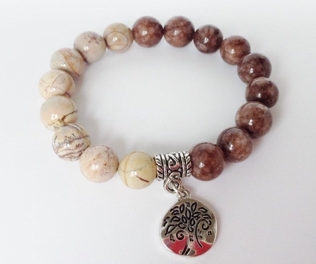 Baum Des Lebens Agate Stretch Perlen Armband von KayKaysDesigns