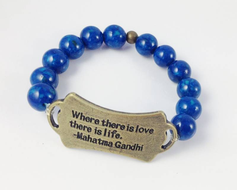 Wo Ist Liebe Es Leben Blau Fossil Stretch Perlen Armband von KayKaysDesigns