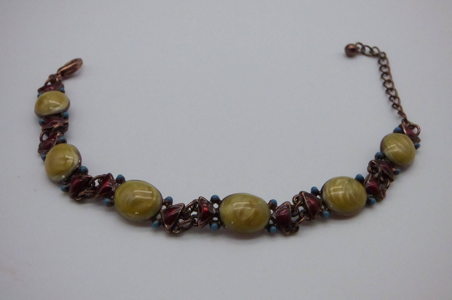 1970Er Jahre Bronze Ton, Rot, Blau Und Grünlich, Boho Hippie Stil von KaySueGems