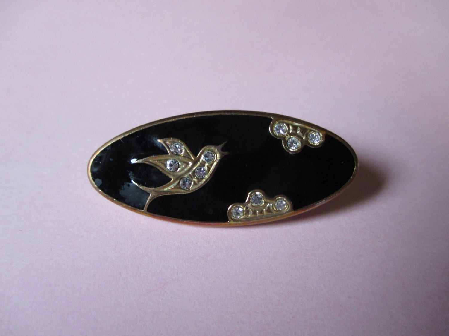 Wunderschöne Vintage Schwarze Emaille Und Diamante Brosche/Pin, Geschenkidee Wunderschöne Vintage Schwarze Emaille Und Diamante Brosche/Pin, Geschenkidee von KaySueGems
