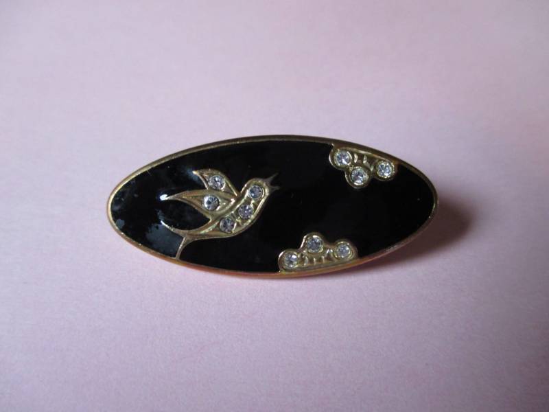 Wunderschöne Vintage Schwarze Emaille Und Diamante Brosche/Pin, Geschenkidee Wunderschöne Vintage Schwarze Emaille Und Diamante Brosche/Pin, Geschenkidee von KaySueGems
