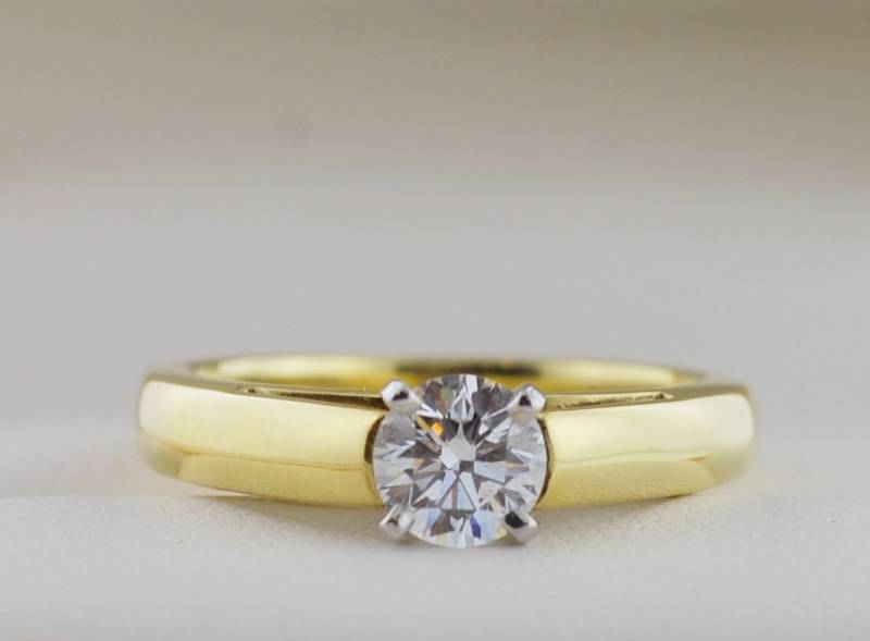 Ags Zertifiziert Intern Makellos Diamantring Solitär Vier Zinken in Gelb Gold Und Platin 6 von KayaJewelers