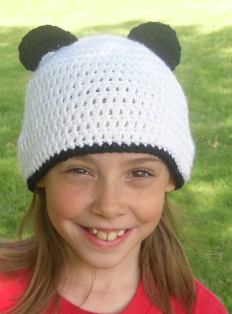 Gehäkelte Schwarz-Weiß Panda Beanie - Jede Größe von KayaLuCreations