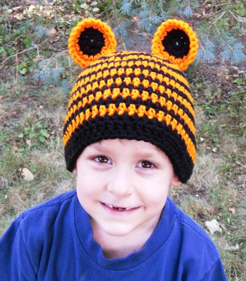 Gehäkelte Tigermütze Schwarz Und Orange Gestreifte MützeAuf BestellungJede Größe von KayaLuCreations